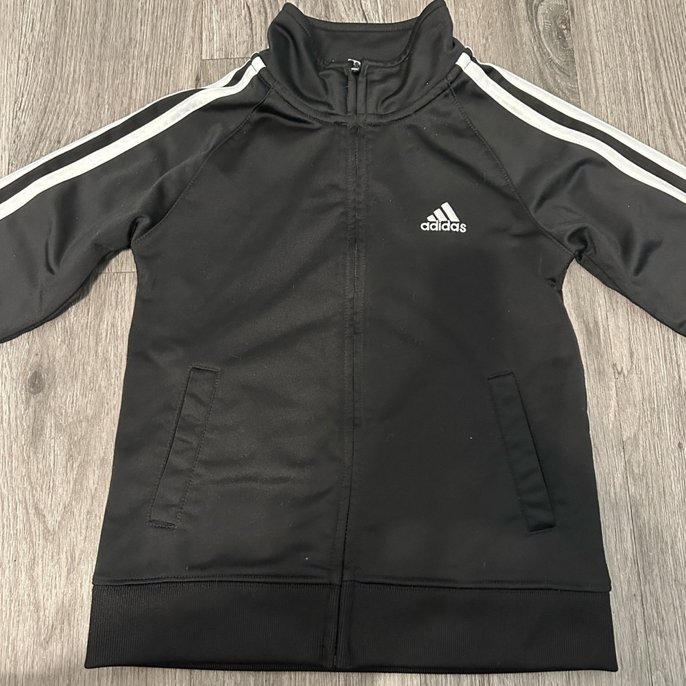 adidas Black Track Jacket with White Stripes